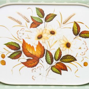 1970's Autumn Leaves Large Vintage Melamine Tray