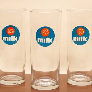 3 Retro 1970's Cool Fresh Milk Tumbler Glasses