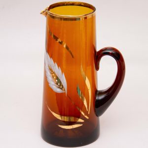 1960's Tall Amber Glass Pitcher Jug